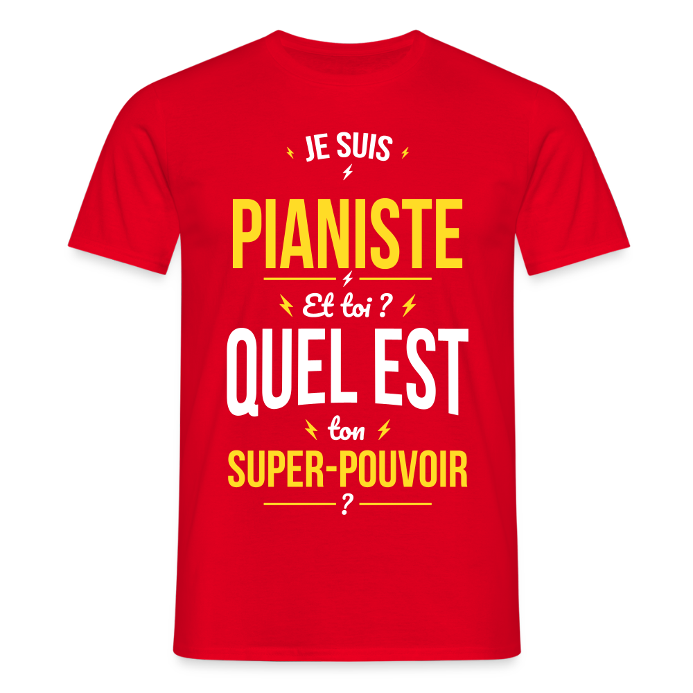 T-shirt Homme - Je suis pianiste - Super-pouvoir - rouge