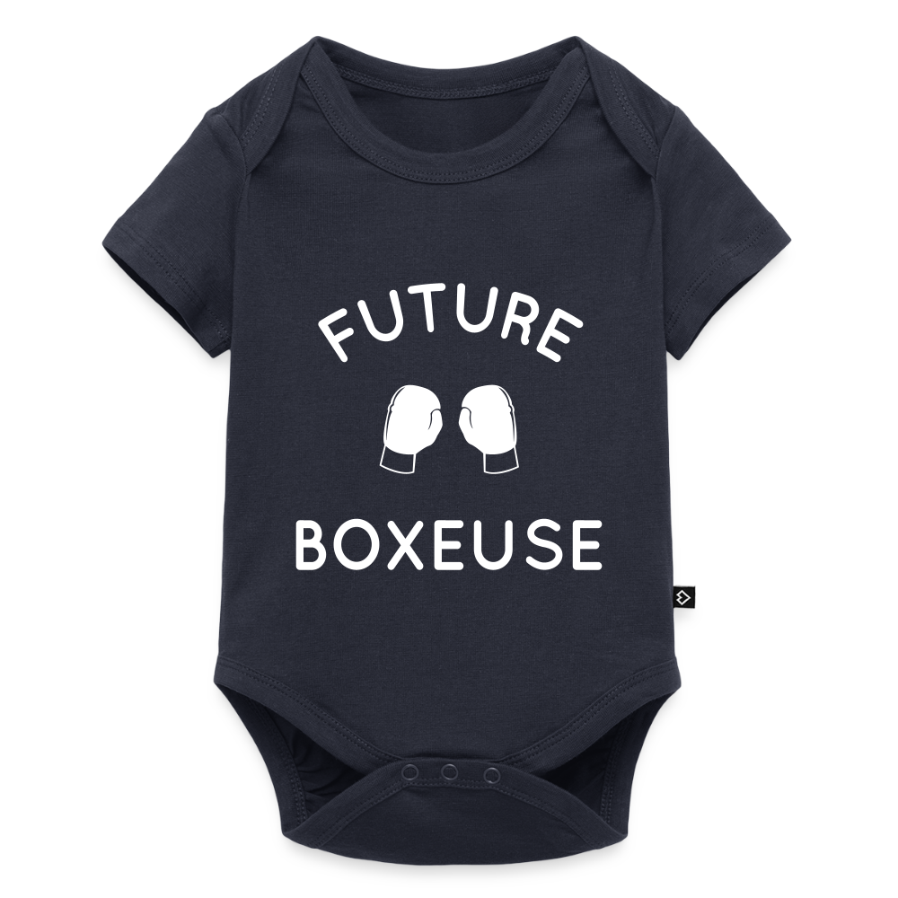 Body Bébé bio manches courtes - Future boxeuse - bleu marine