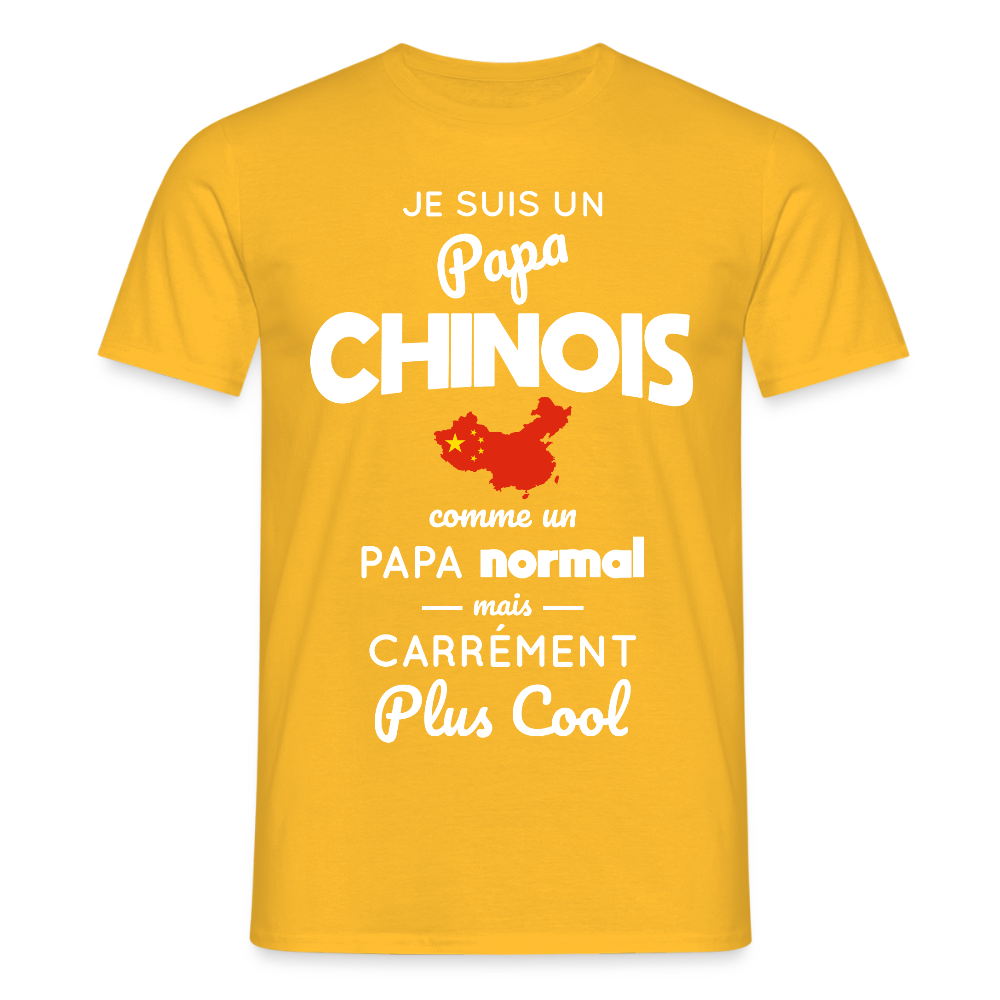 T-shirt Homme - Papa Chinois Plus Cool - jaune