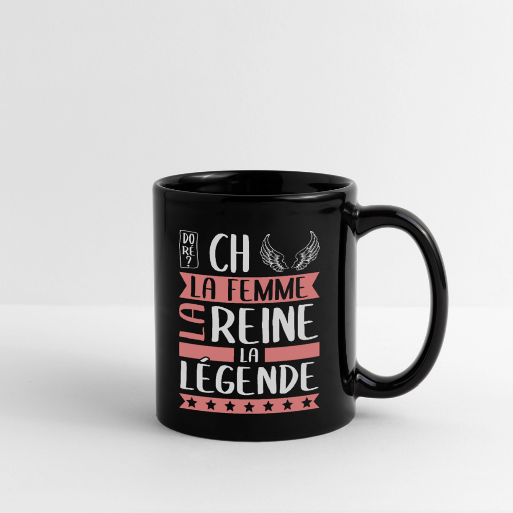 Mug uni Michèle rébus – La femme, la reine, la légende - noir