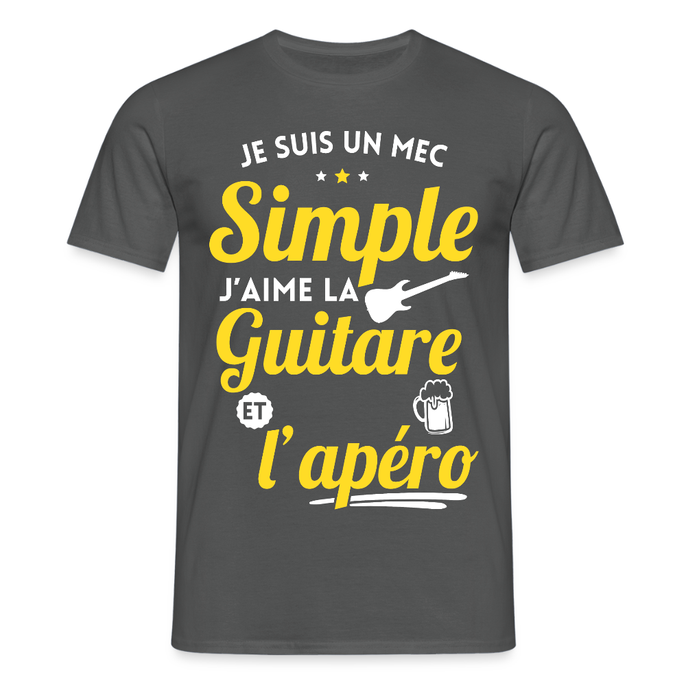 T-shirt Homme - J'aime la guitare et l'apéro - charbon