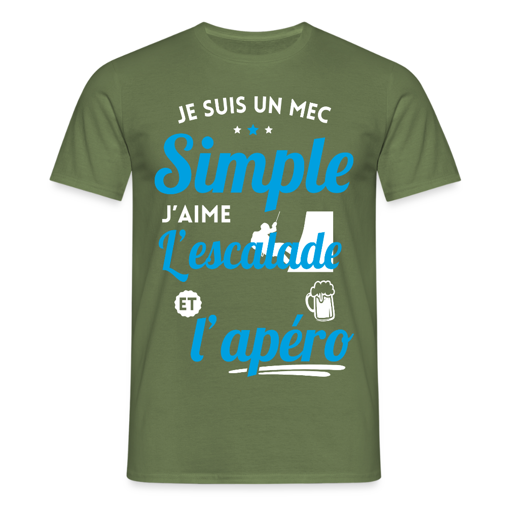 T-shirt Homme - J'aime l'escalade et l'apéro - vert militaire