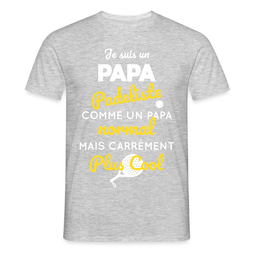 T-shirt Homme - Papa Padeliste Plus Cool - gris chiné