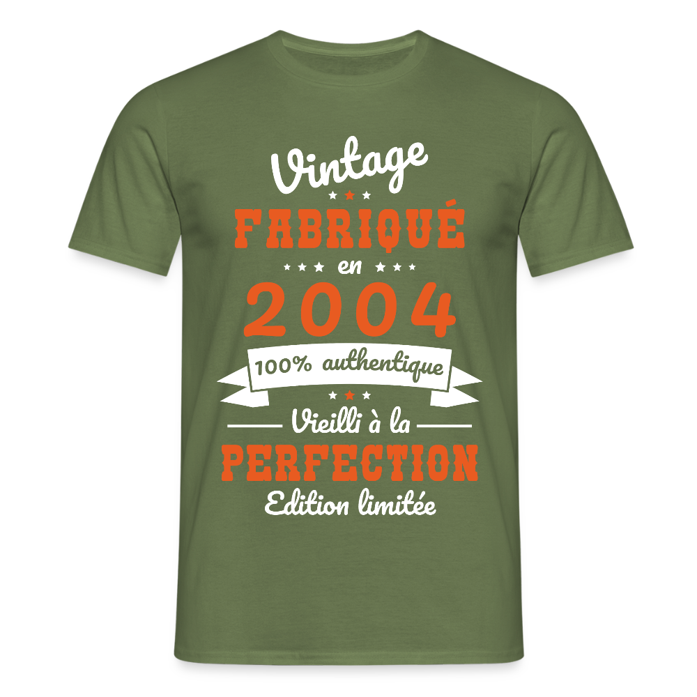 T-shirt Homme - Anniversaire 21 Ans - Vintage Fabriqué en 2004 - vert militaire