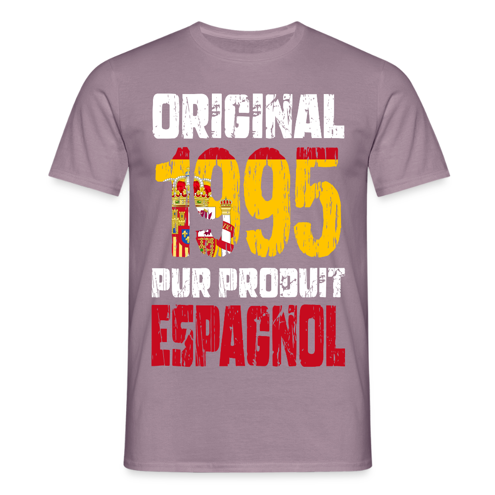 T-shirt Homme - Anniversaire 30 Ans - Original 1995 - Pur produit Espagnol - mauve gris