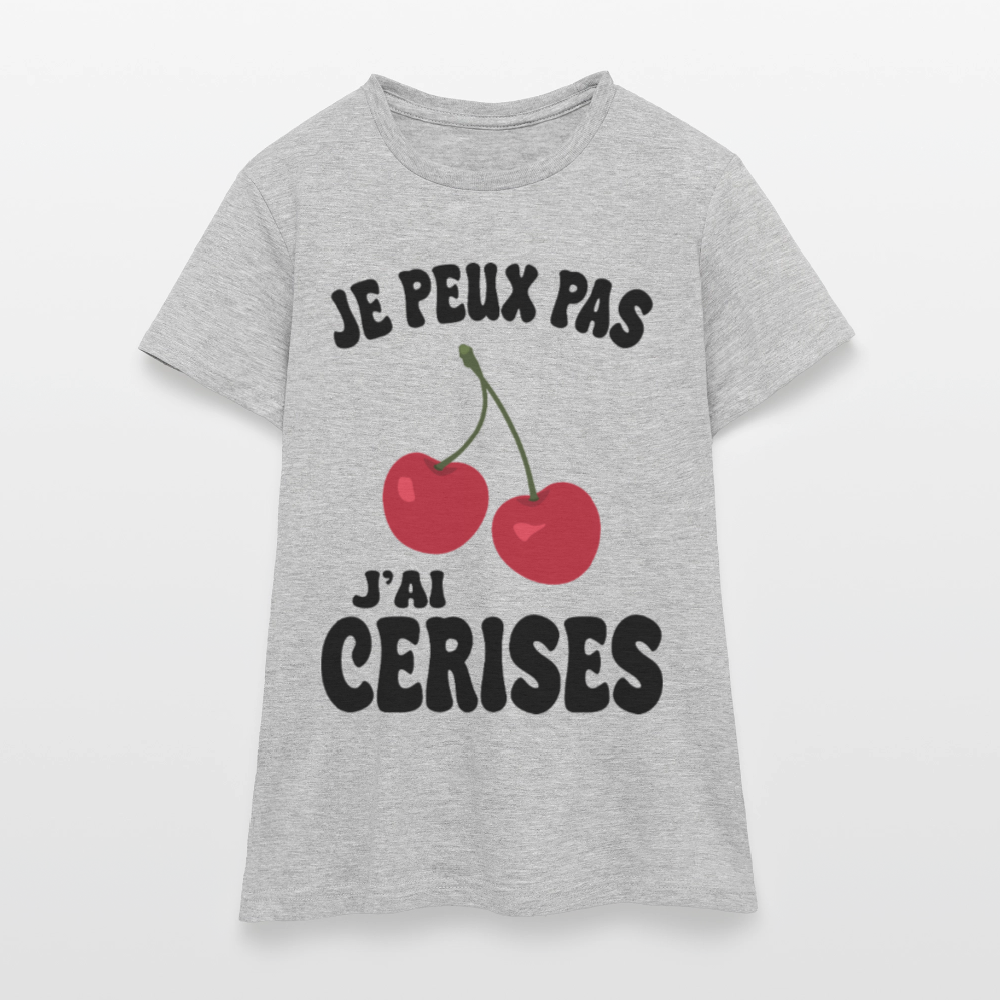 T-shirt Femme - Je peux pas j'ai cerises - gris chiné