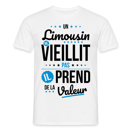 T-shirt Homme - Un Limousin ne vieillit pas - blanc