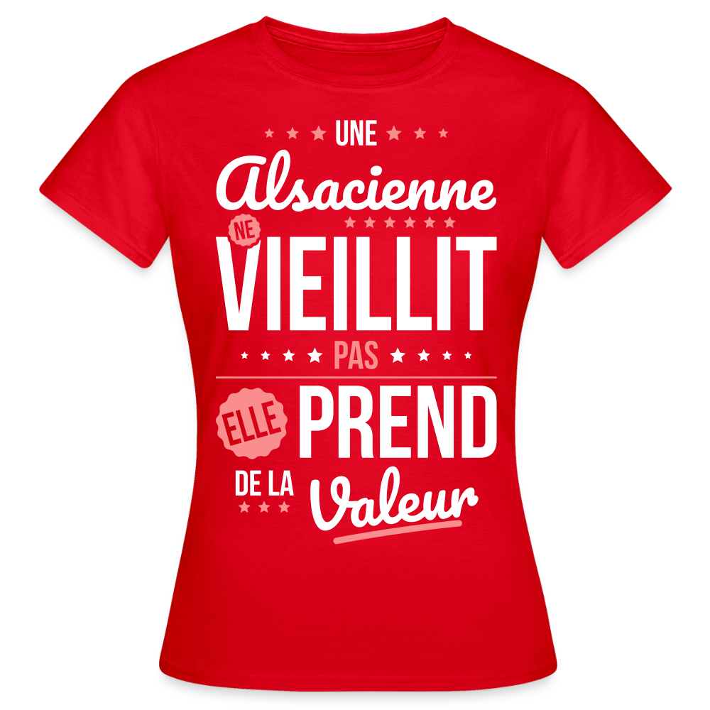 T-shirt Femme - Une Alsacienne ne vieillit pas - rouge