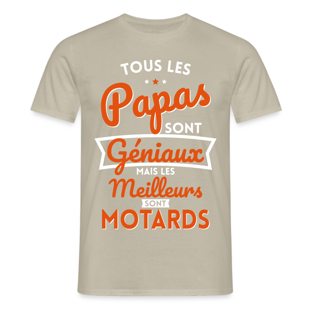 T-shirt Homme - Papas géniaux - Les meilleurs sont motards - beige sable