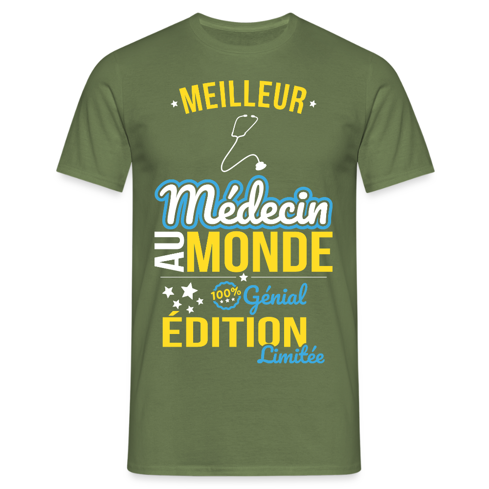 T-shirt Homme - Meilleur Médecin au monde - 100% génial - vert militaire