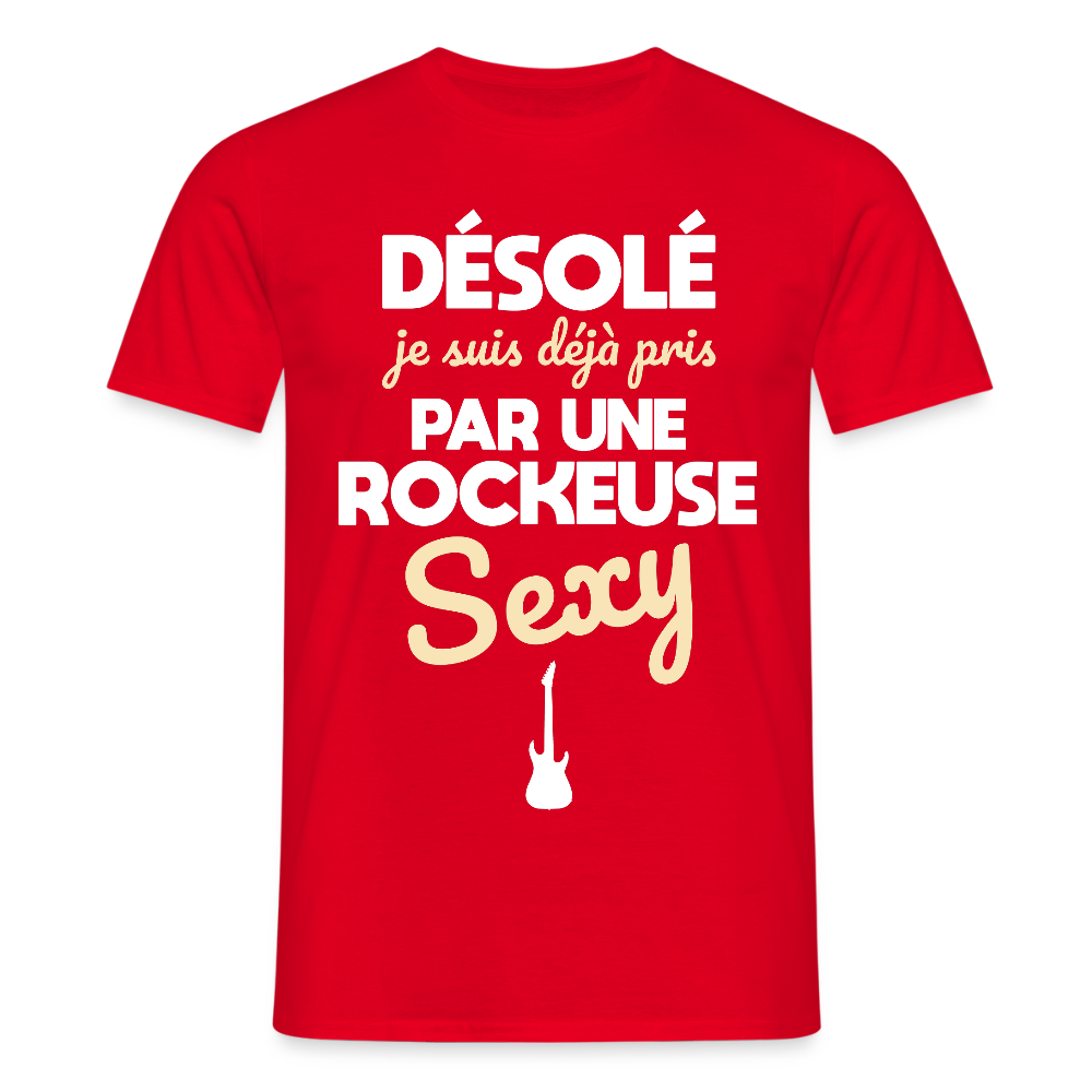 T-shirt Homme - Je suis pris par une rockeuse sexy - rouge