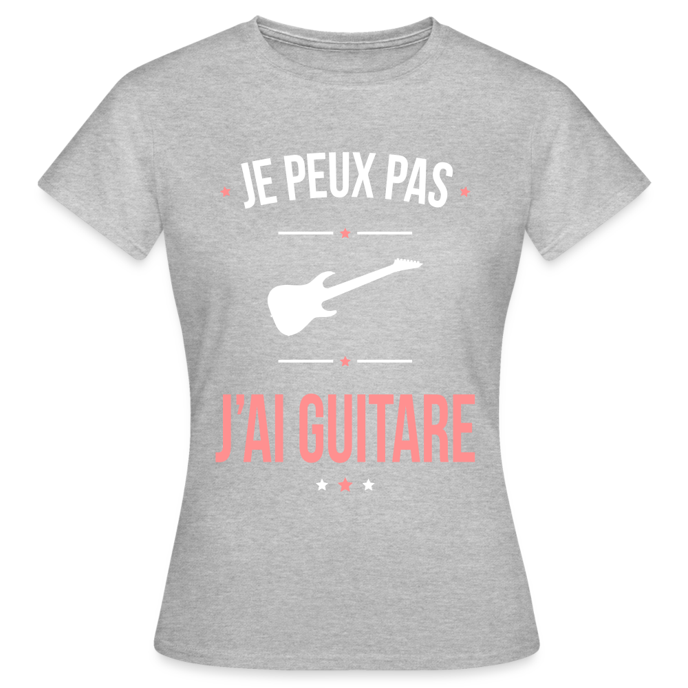 T-shirt Femme - Je peux pas j'ai Guitare - gris chiné
