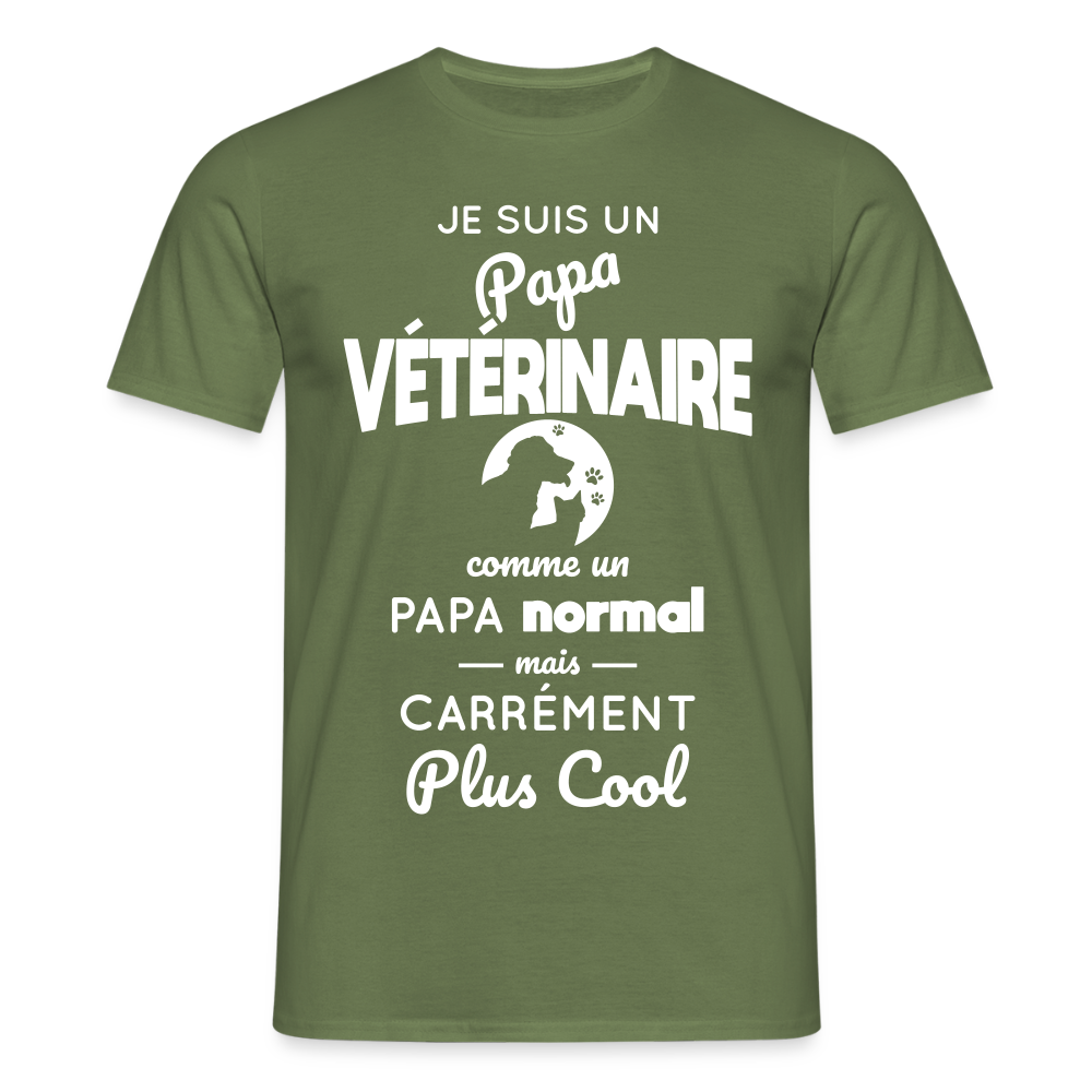 T-shirt Homme - Papa vétérinaire plus cool - vert militaire
