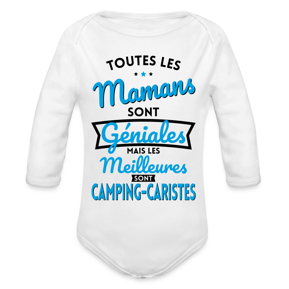 Body Bébé bio manches longues - Mamans géniales - Les meilleures sont camping-caristes - blanc