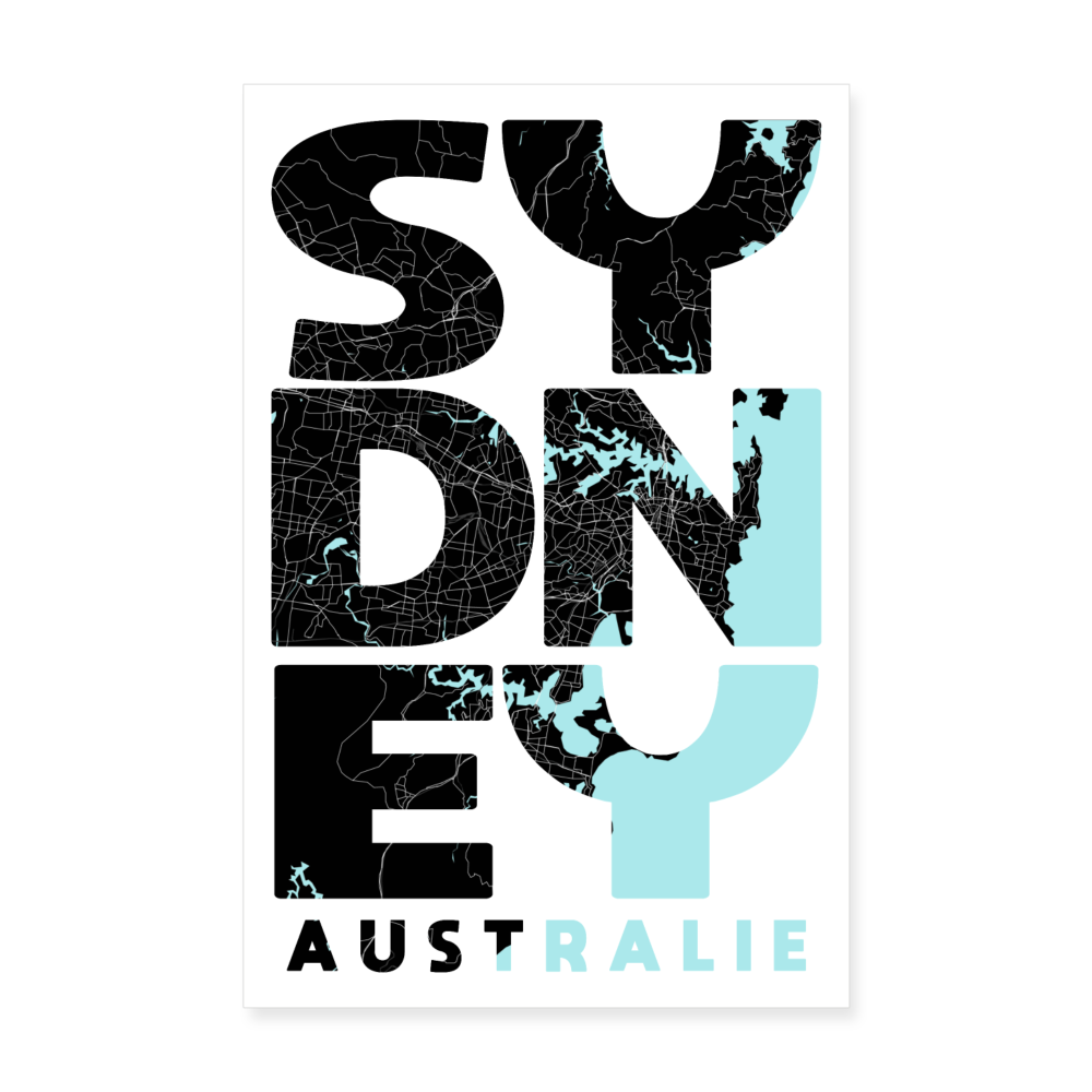 Poster Sydney - Plan Sydney - 20 x 30 cm - blanc