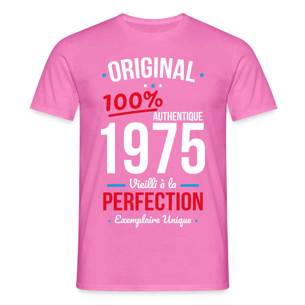 T-shirt Homme - Anniversaire 50 Ans - Original 1975 - rose