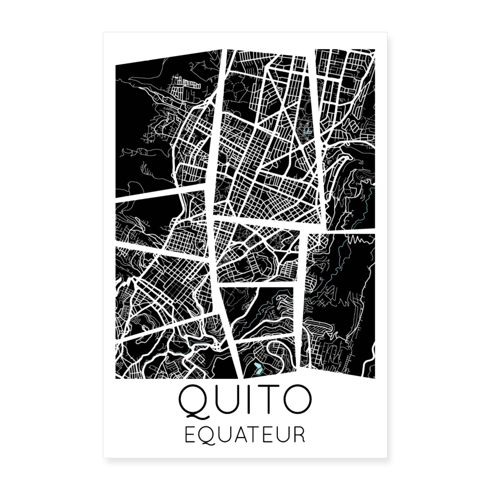 Poster Quito - Plan Quito - 60 x 90 cm - blanc
