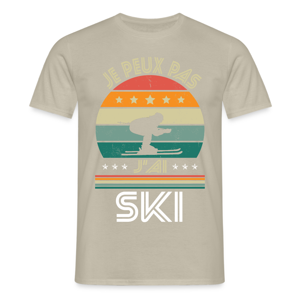 T-shirt Homme - Je peux pas j'ai Ski - beige sable