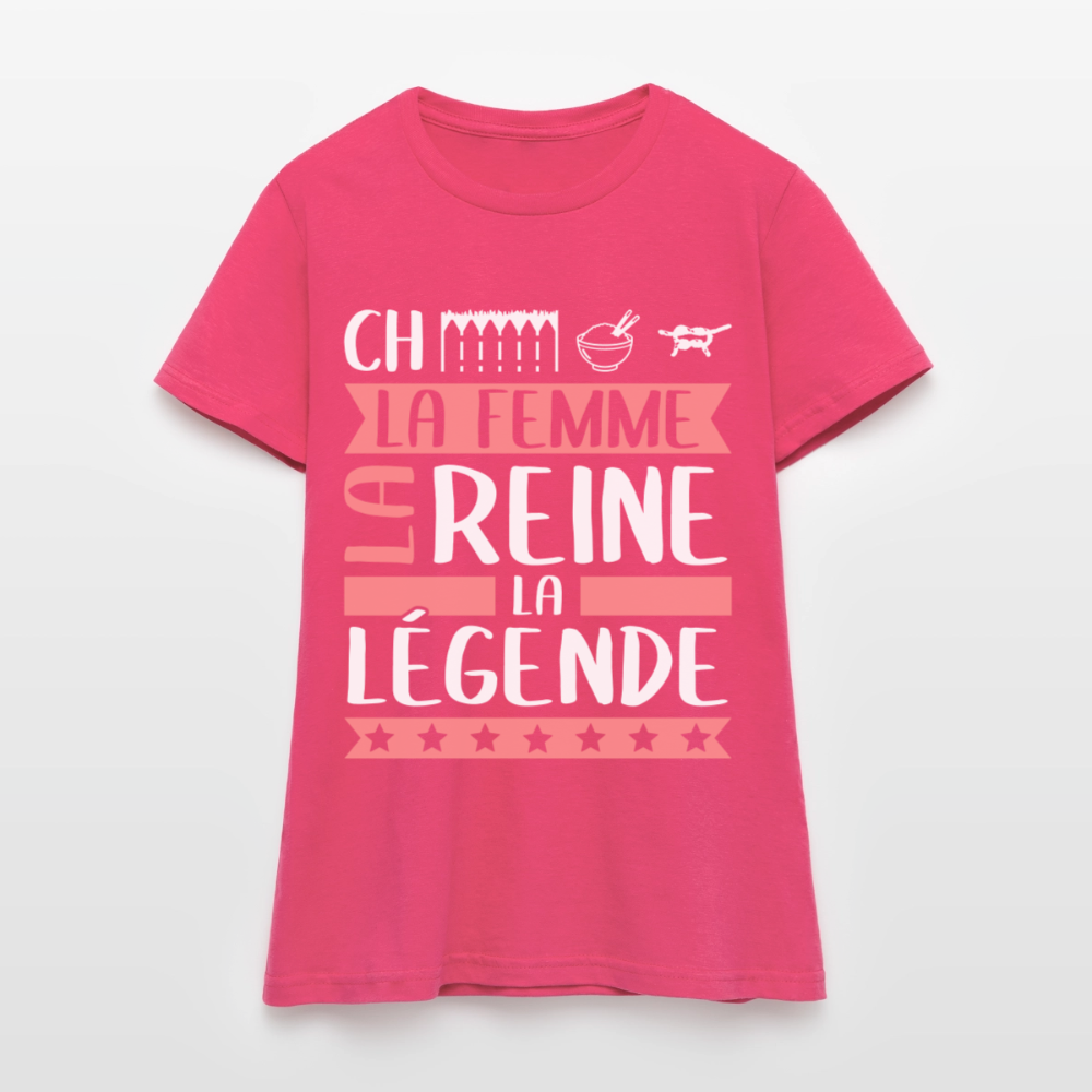 T-shirt femme Chérine rébus – La femme, la reine, la légende - rose azalée