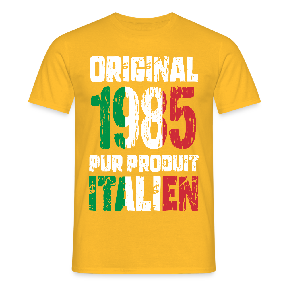 T-shirt Homme - Anniversaire 40 Ans - Original 1985 - Pur produit Italien - jaune