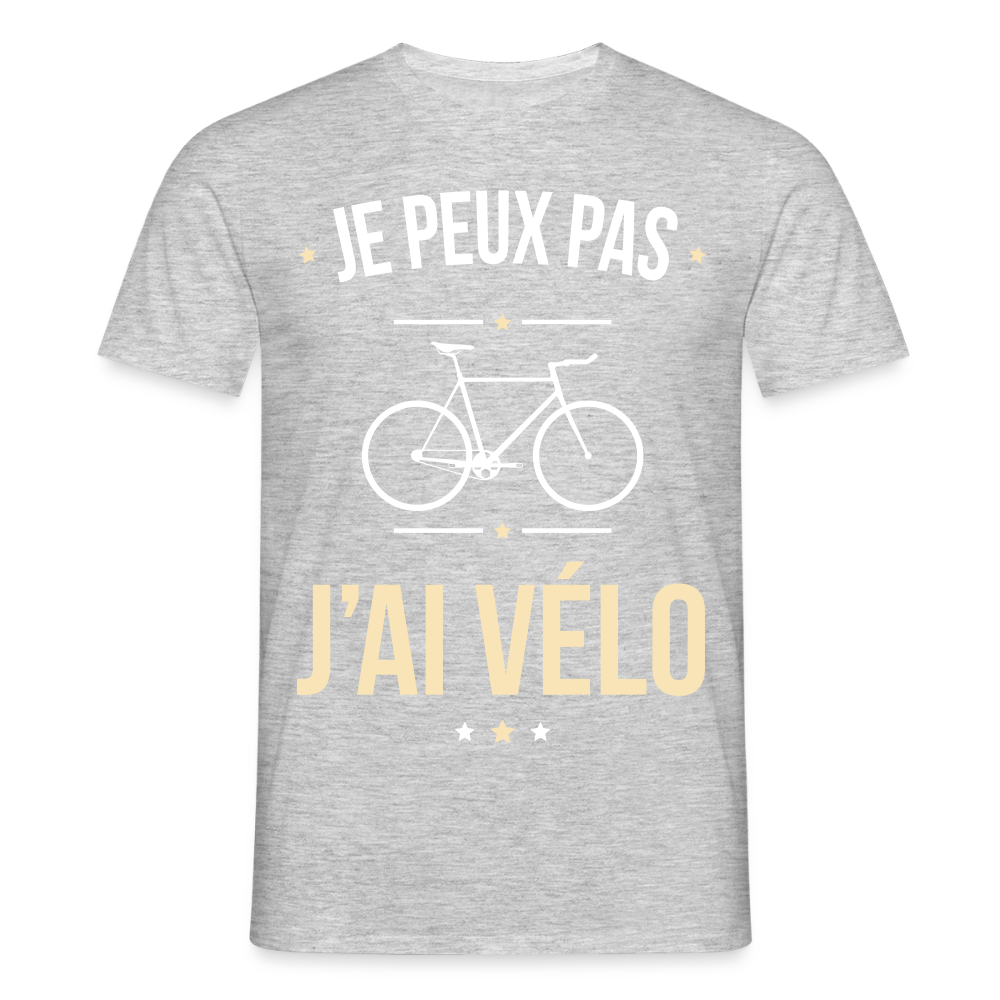 T-shirt Homme - Je peux pas j'ai Vélo - gris chiné