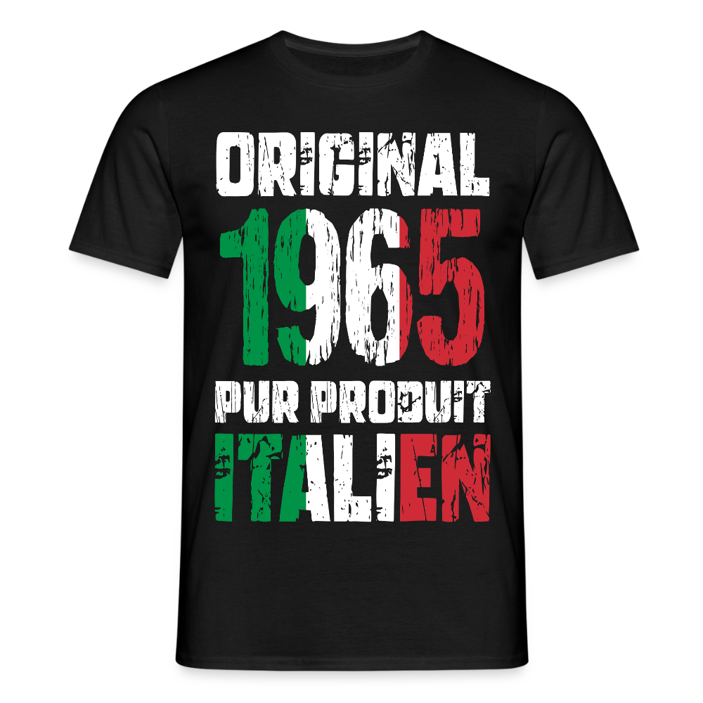 T-shirt Homme - Anniversaire 60 Ans - Original 1965 - Pur produit Italien - noir