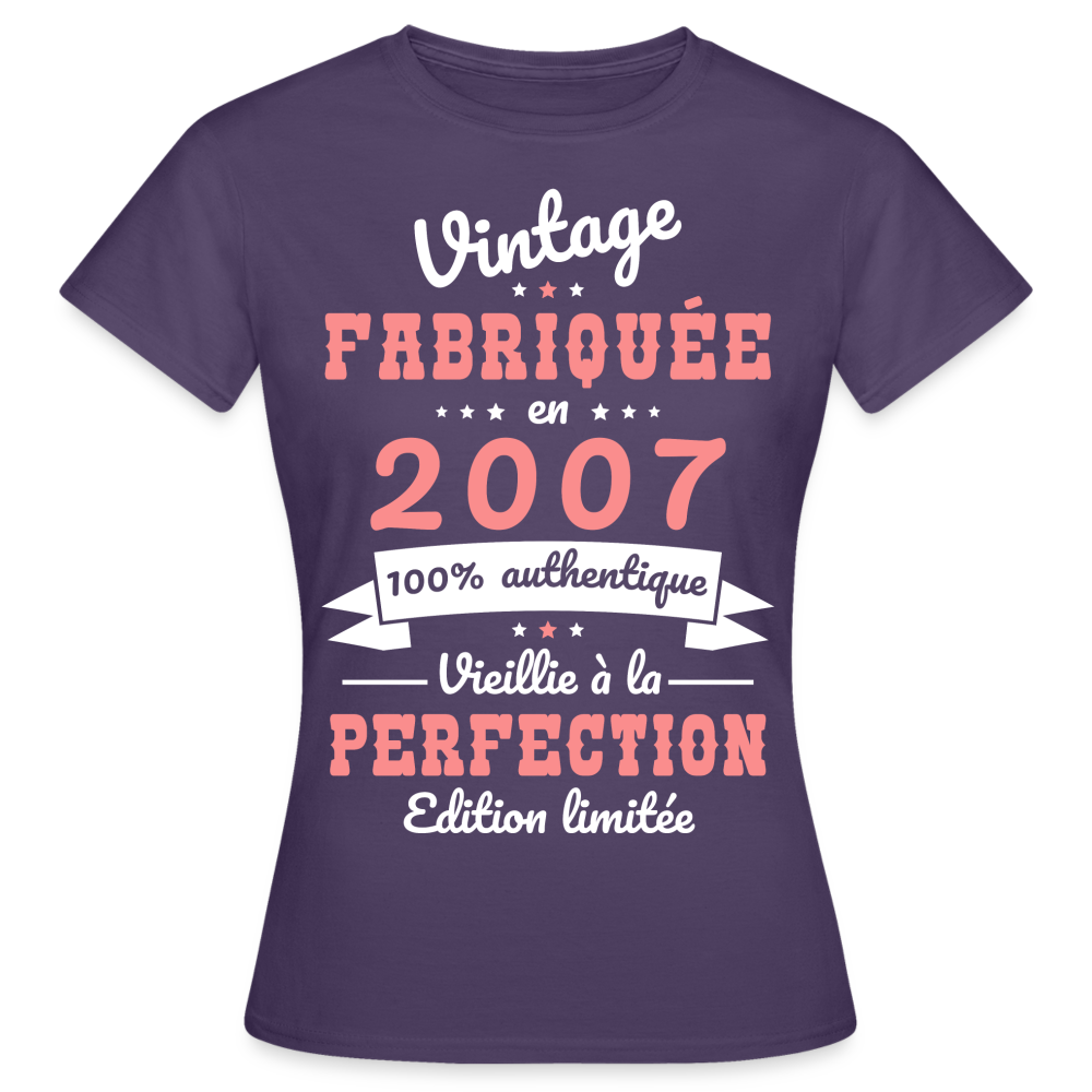 T-shirt Femme - Anniversaire 18 Ans - Vintage fabriquée en 2007 - violet foncé