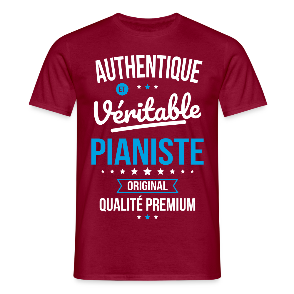T-shirt Homme - Authentique et véritable Pianiste - rouge brique