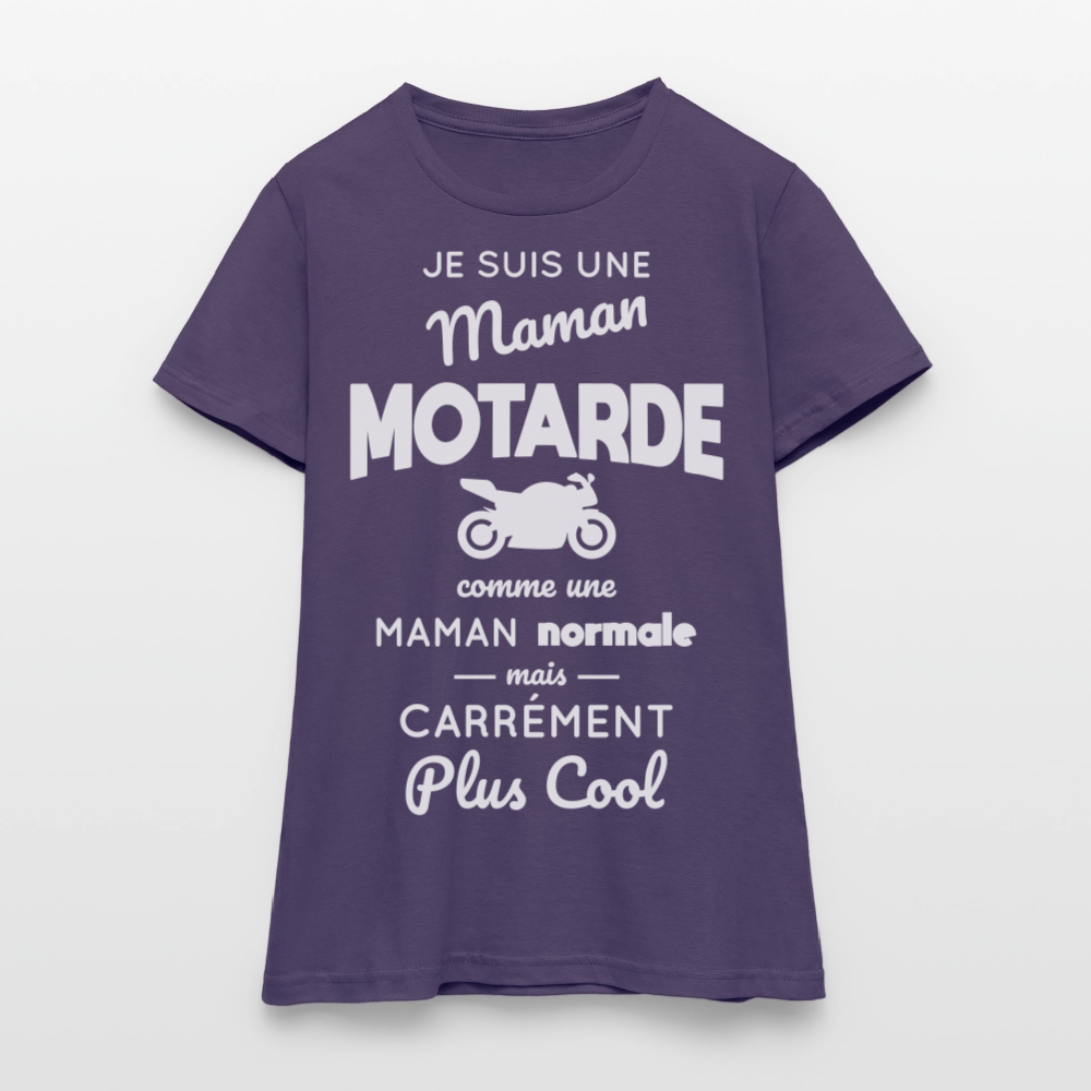 T-shirt Femme - Maman motarde plus cool - violet foncé