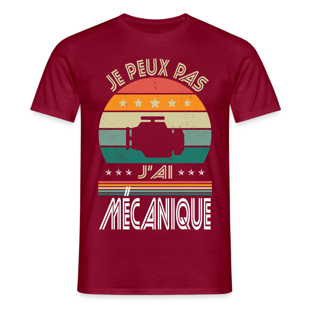 T-shirt Homme - Je peux pas j'ai Mécanique - rouge brique