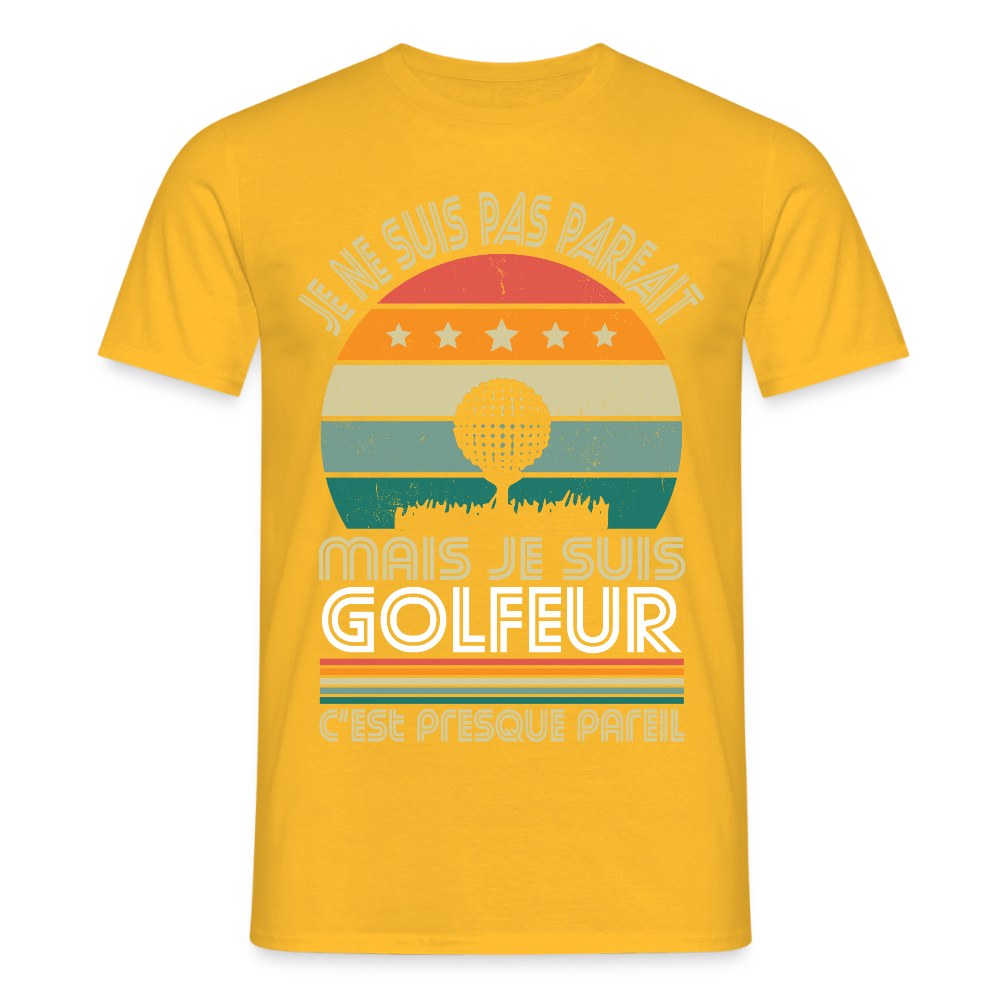 T-shirt Homme - Je ne suis pas parfait mais je suis Golfeur - jaune