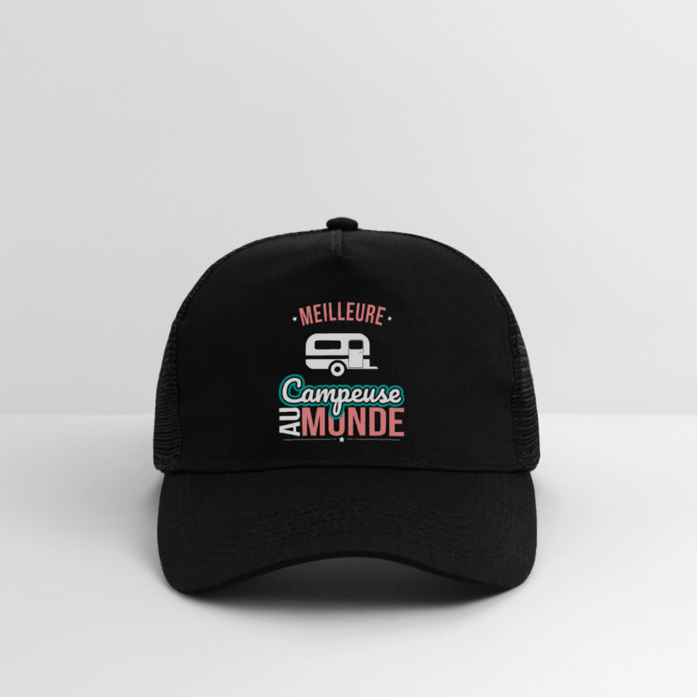 Casquette Trucker - Meilleure campeuse au monde - noir/noir