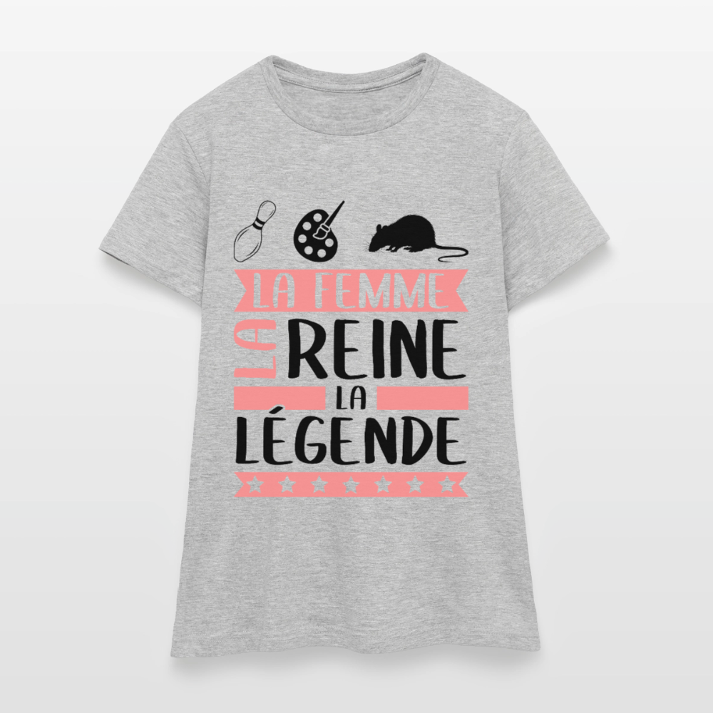 T-shirt femme coloris clair Chiara en rébus – La femme, la reine, la légende - gris chiné