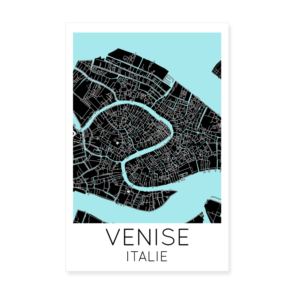 Poster Venise - Plan Venise - 20 x 30 cm - blanc