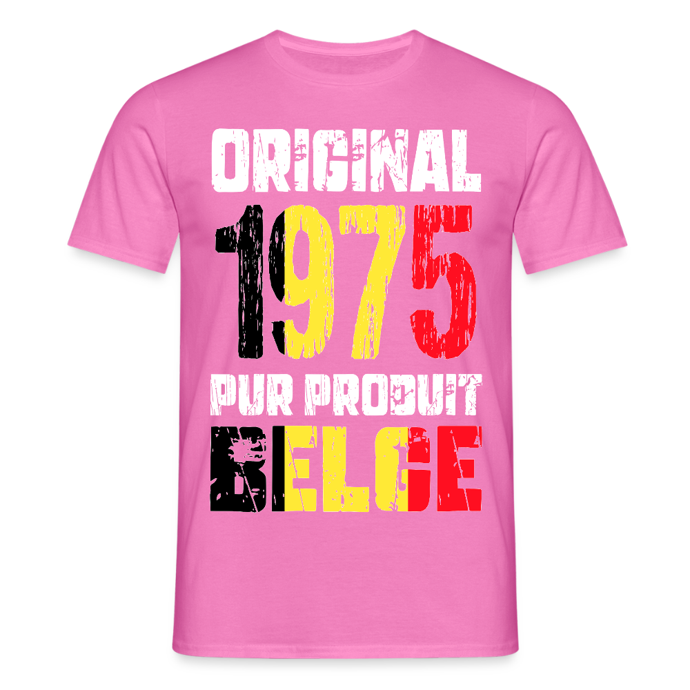 T-shirt Homme - Anniversaire 50 Ans - Original 1975 - Pur produit Belge - rose