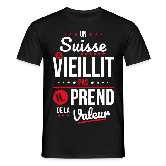 T-shirt Homme - Un Suisse ne vieillit pas - noir