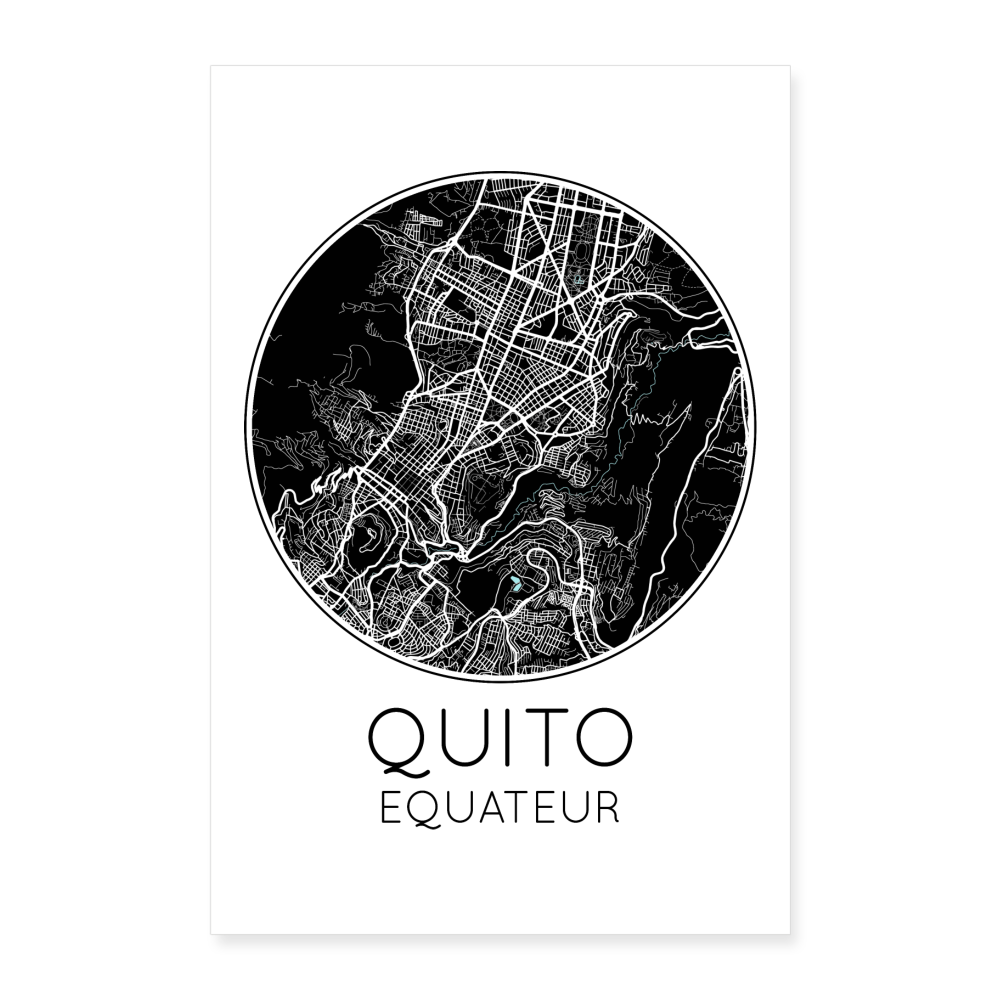 Poster Quito - Plan Quito - 60 x 90 cm - blanc