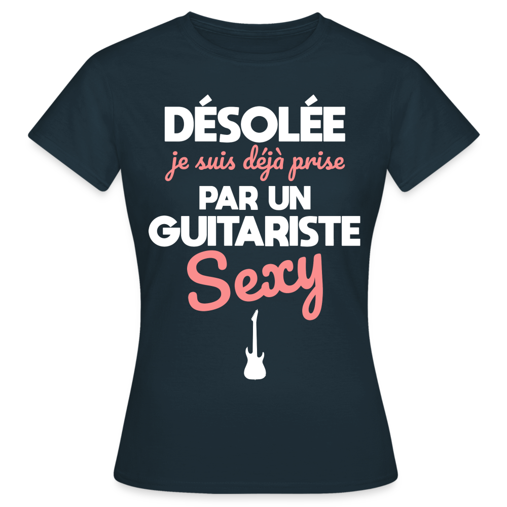 T-shirt Femme - Je suis prise par un guitariste sexy - marine