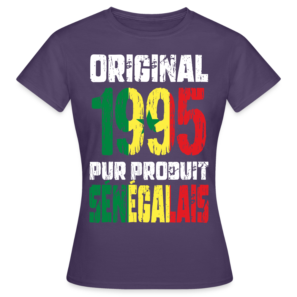 T-shirt Femme - Anniversaire 30 Ans - Original 1995 - Pur produit Sénégalais - violet foncé