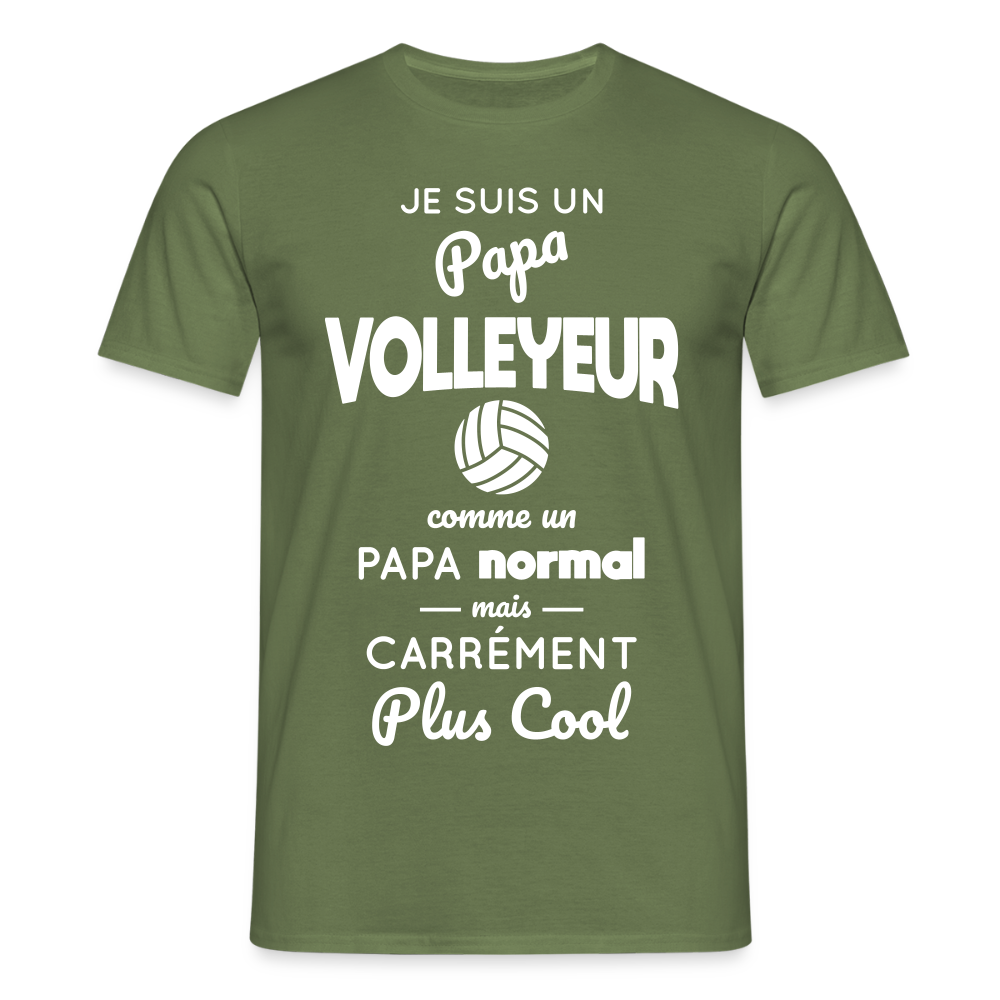 T-shirt Homme - Papa volleyeur plus cool - vert militaire