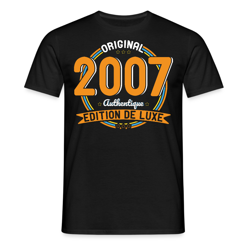 T-shirt Homme - Anniversaire 18 Ans - Original 2007 Authentique - noir