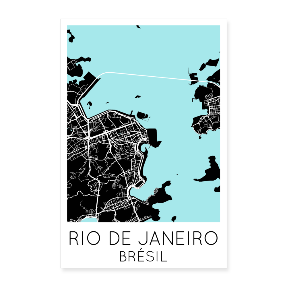 Poster Rio de Janeiro - Plan Rio de Janeiro - 40 x 60 cm - blanc