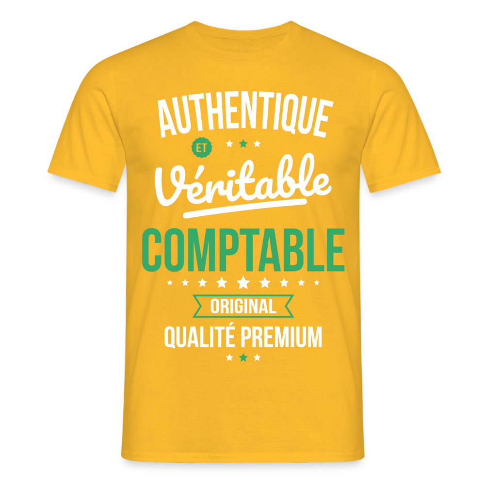 T-shirt Homme - Authentique et véritable Comptable - jaune
