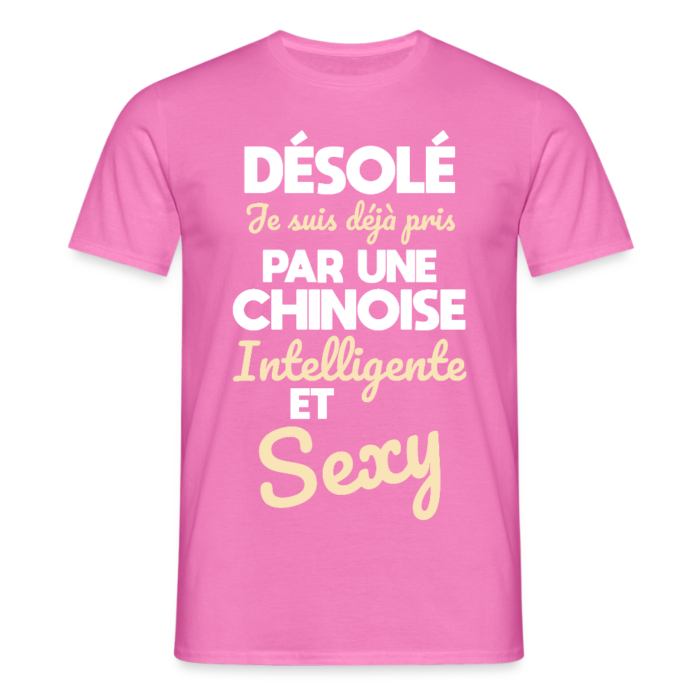 T-shirt Homme - Je suis déjà pris par une Chinoise intelligente et sexy - rose