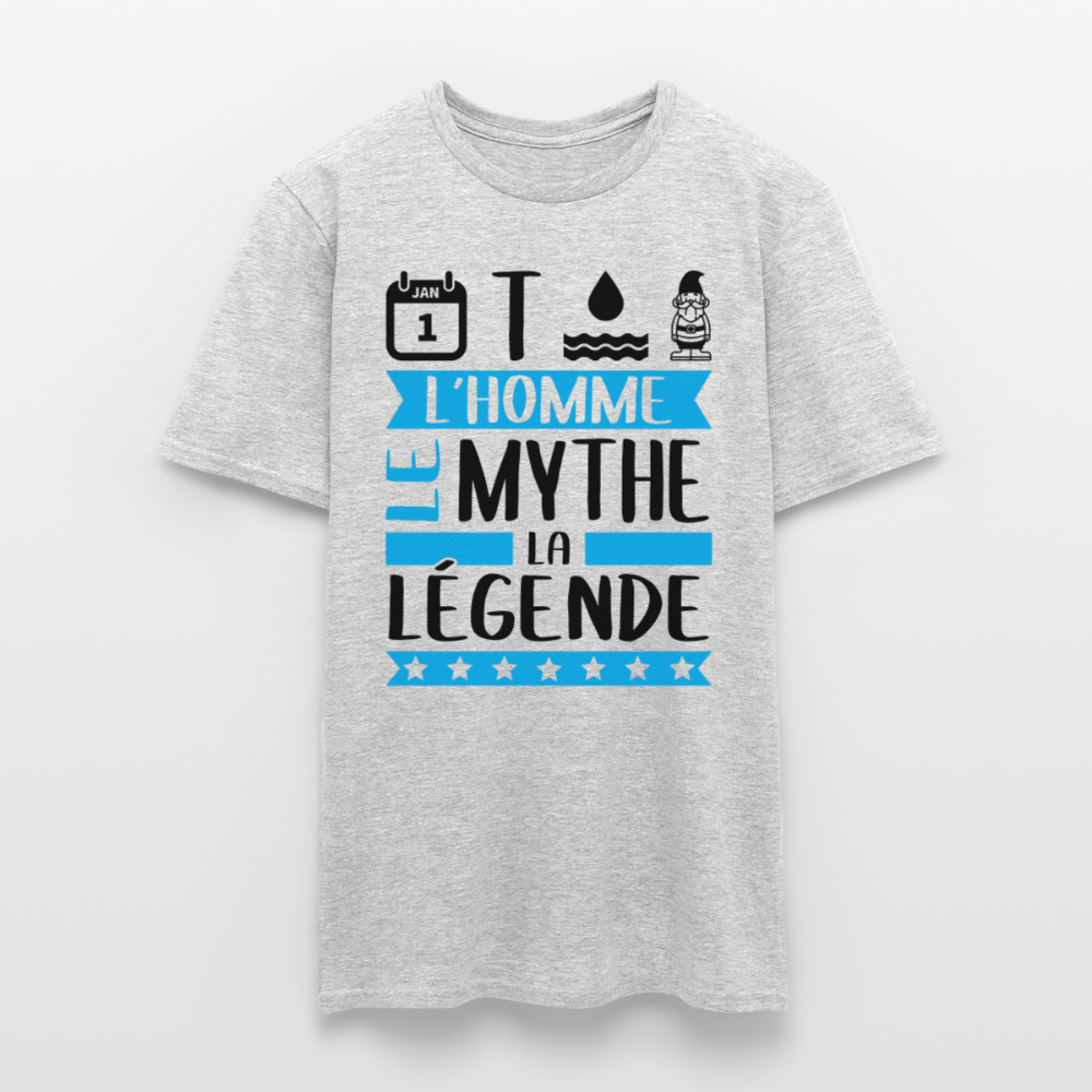 T-shirt homme clair Antonin rébus – L’homme, le mythe, la légende - gris chiné