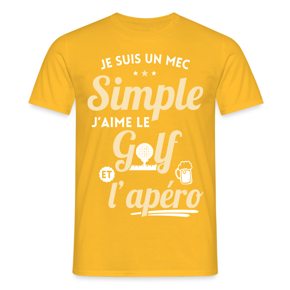 T-shirt Homme - J'aime le golf et l'apéro - jaune