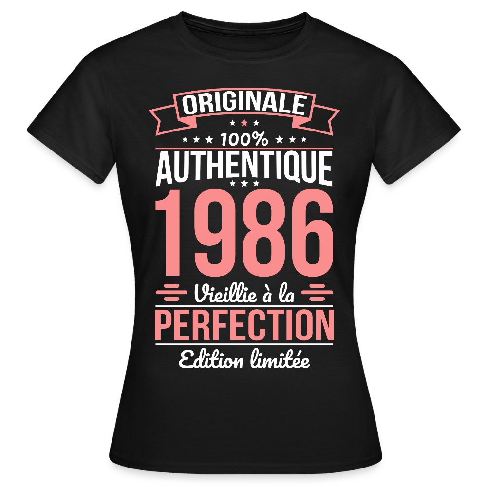 T-shirt anniversaire femme 40 ans – Originale 1986 - noir