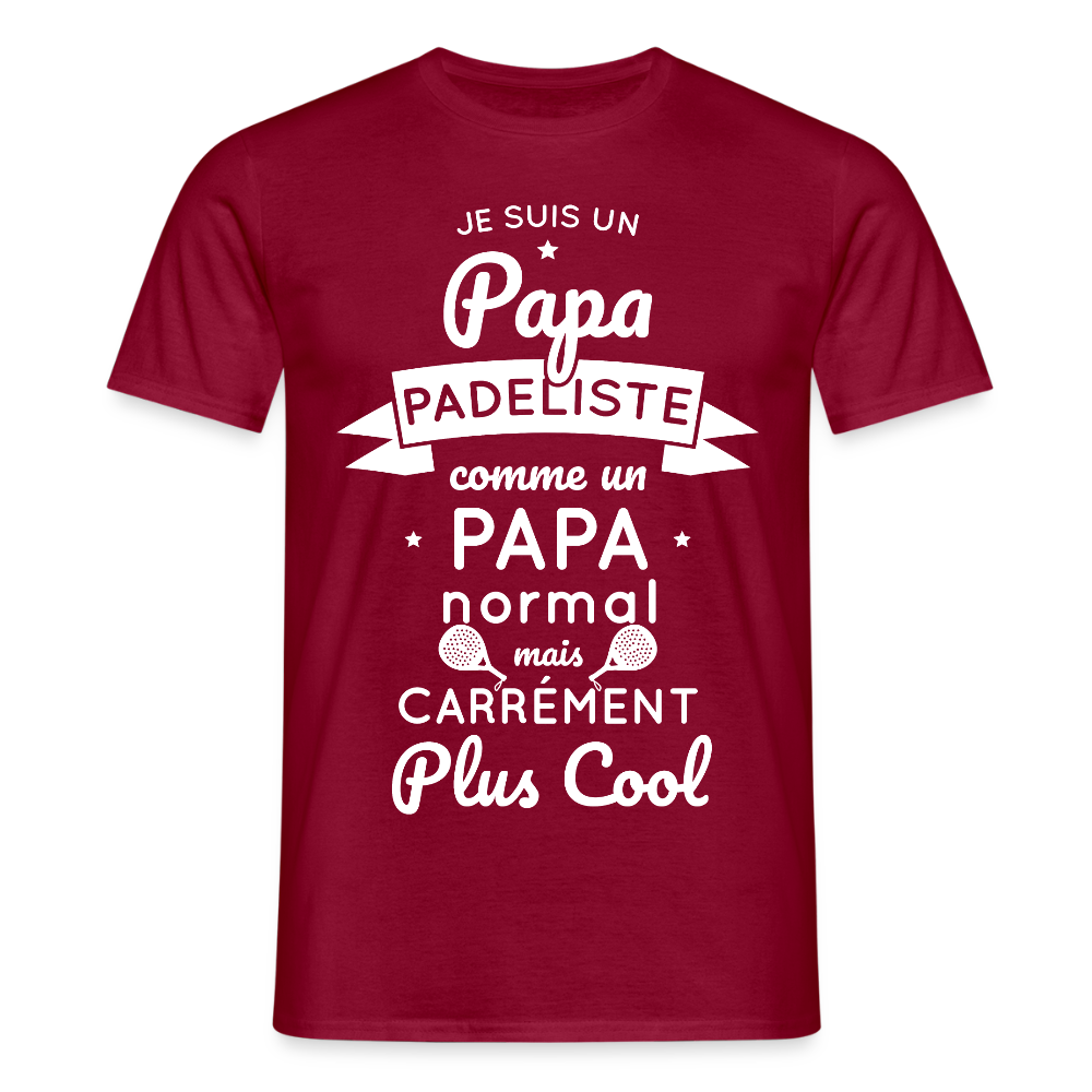 T-shirt Homme - Papa Padeliste Plus Cool - rouge brique