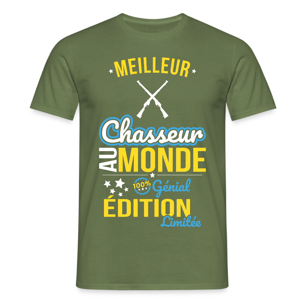 T-shirt Homme - Meilleur Chasseur au monde - 100% génial - vert militaire