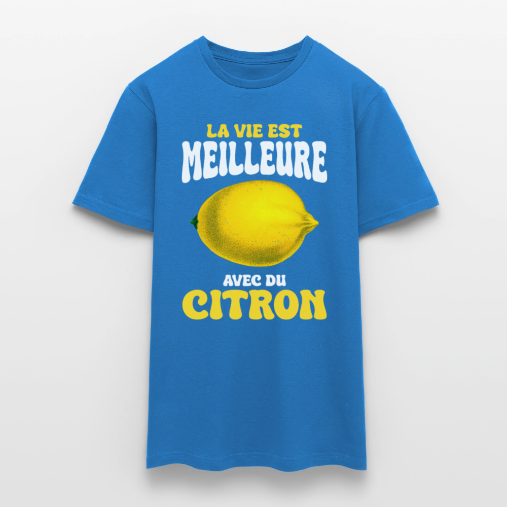 T-shirt Homme - La vie est meilleure avec du citron - bleu royal